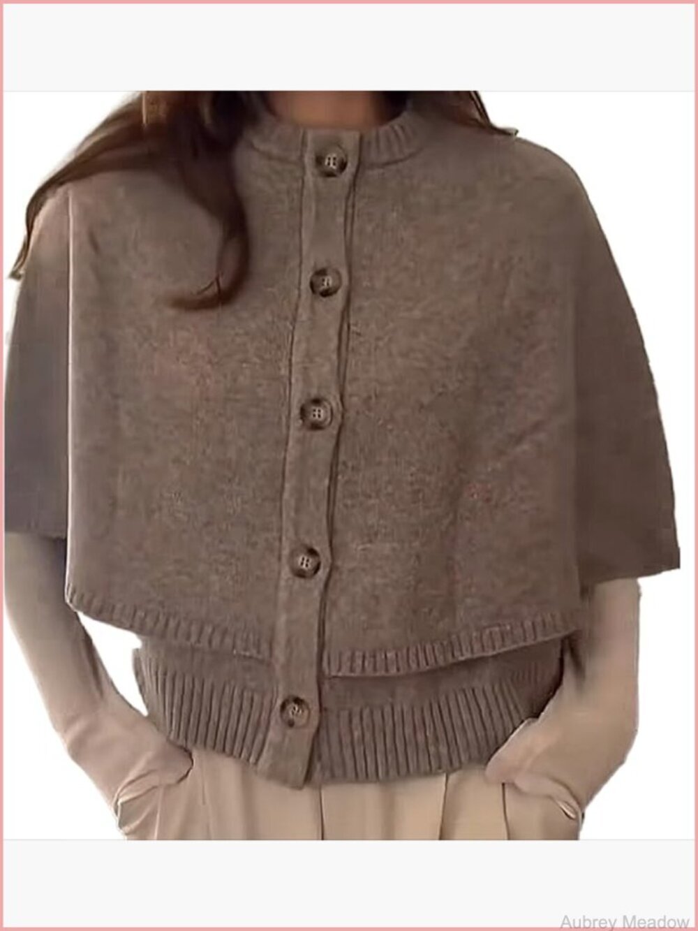 Knitted Cape Cardigan Cropped Coat Button Up Business Casual Corporate Wardrobe